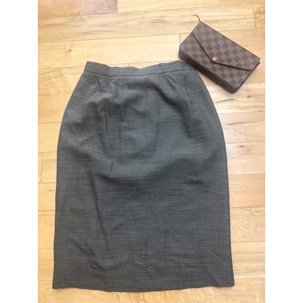 Coquette Girl Jaeger London VTG Wool Blend Pencil Skirt Black White UK Made